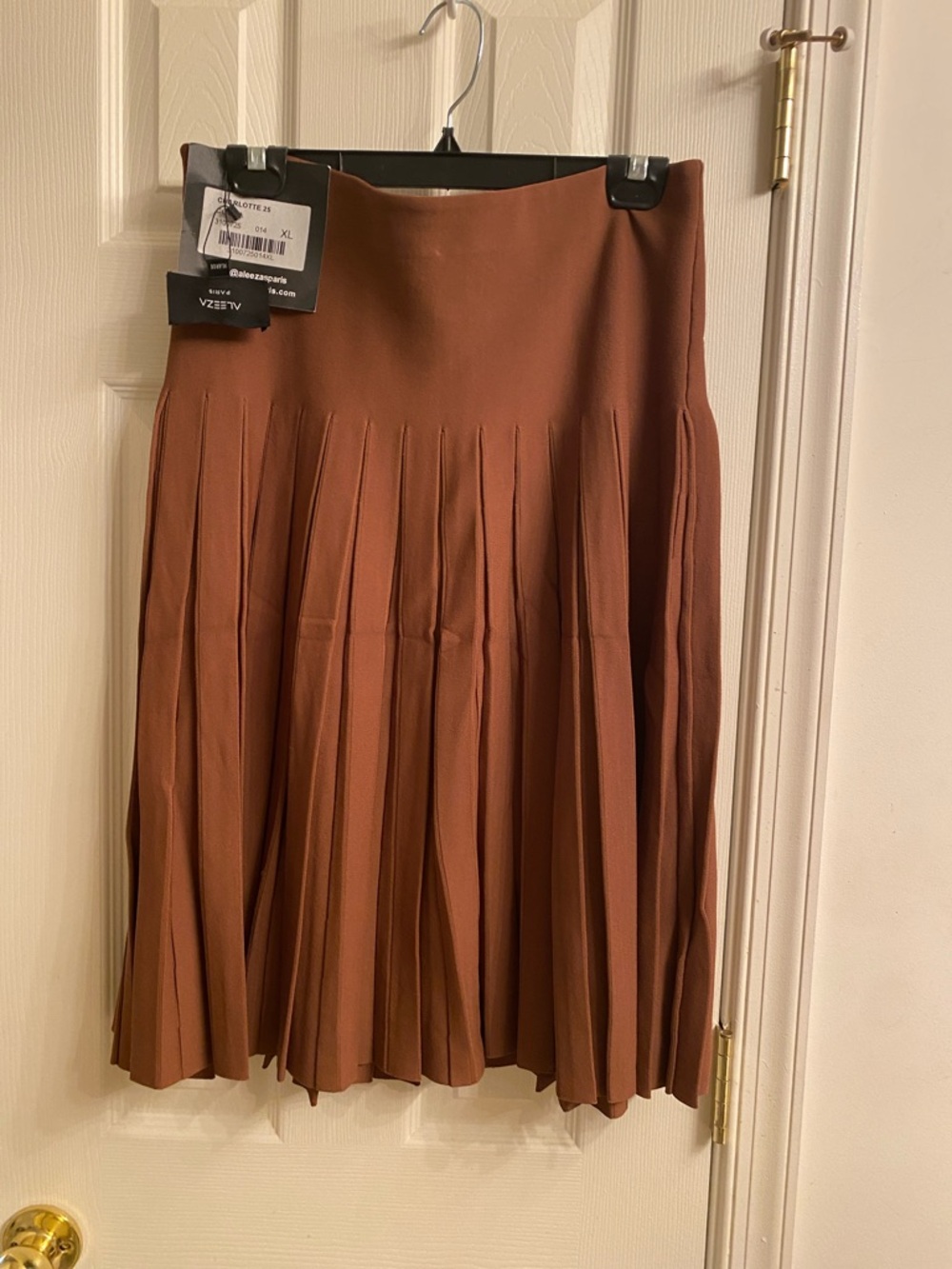 Aleeza Paris charlotte cocoa Pleated Midi Skirt in Rust -